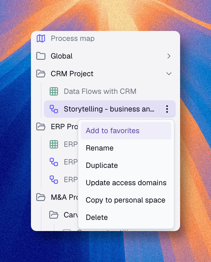 Context menu highlighting Add to favorites action