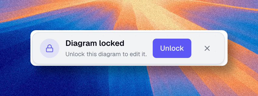 Diagram locked notification with unlock button