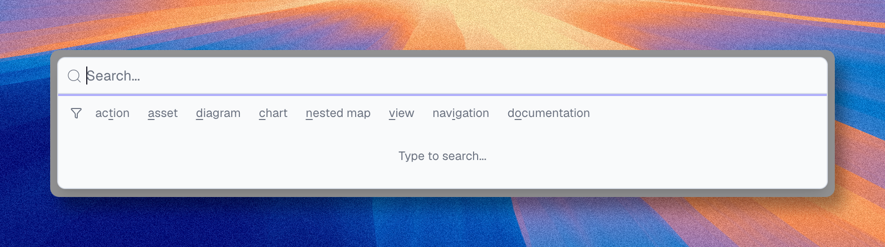 Global search bar with category filters across Boldo content