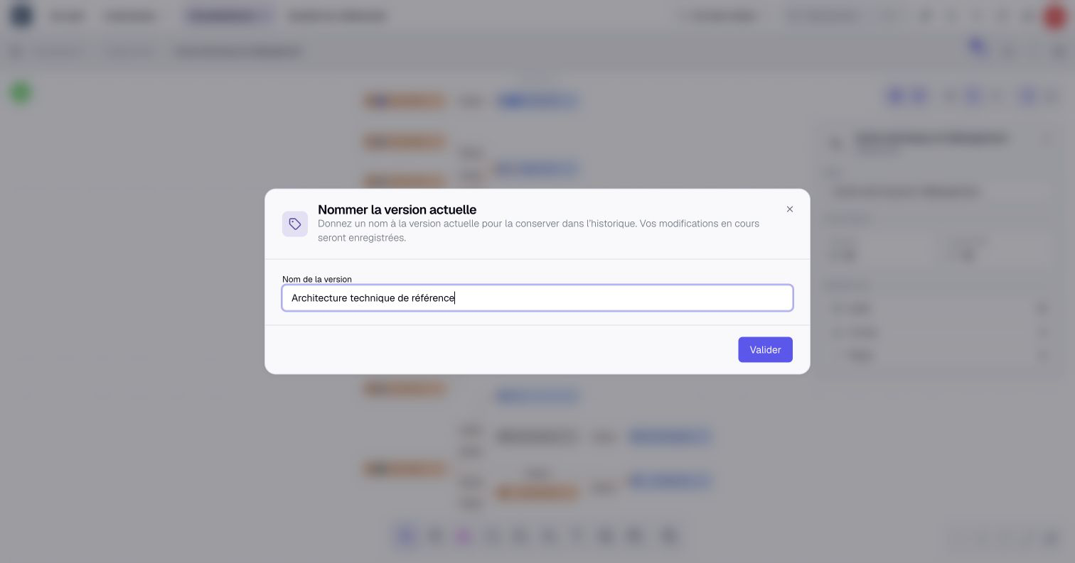 The dialog for naming the current version, before confirmation.