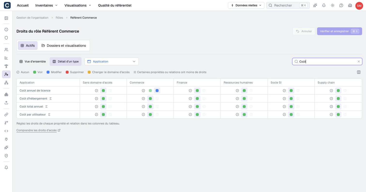 Application details distinguish editable entered costs in Sales from read-only calculated costs.